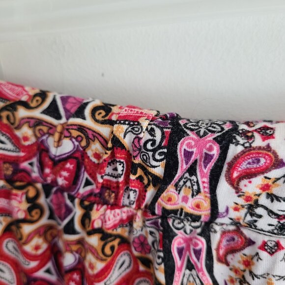 Cato A-line Midi Skirt 14/16W Jersey Boho Multicolor Casual Red Pink Pull On - Picture 9 of 9